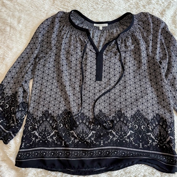 Daniel Rainn Black and Gray Patterned Blouse - Picture 4 of 4